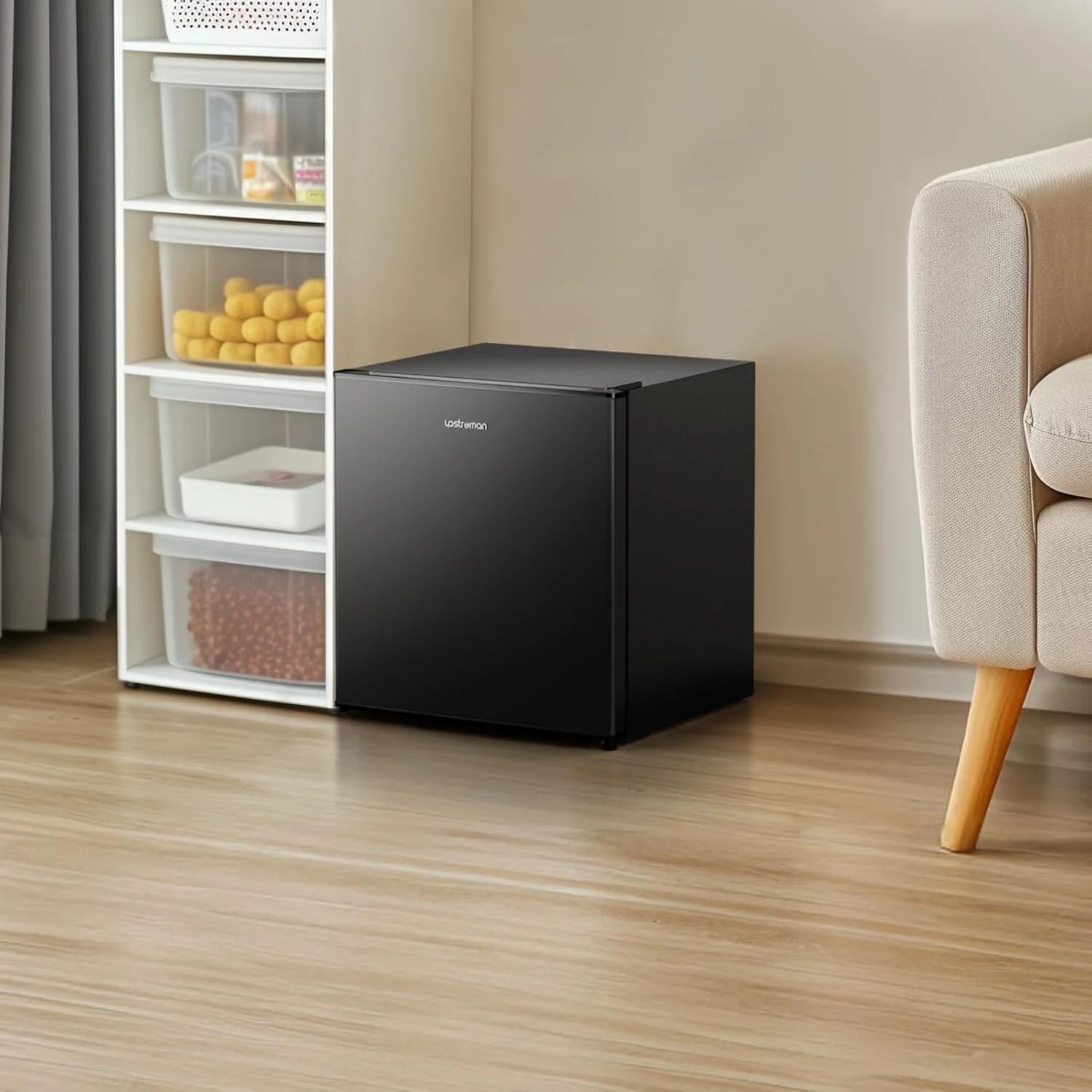 2026 New Upstreman 1.6 Cu.ft Single Door Mini Fridge with Freezer, Small Compact Refrigerator with Reversible Door for Apartment Dorm Office Bedroom RV, FR16 Black - Image 6