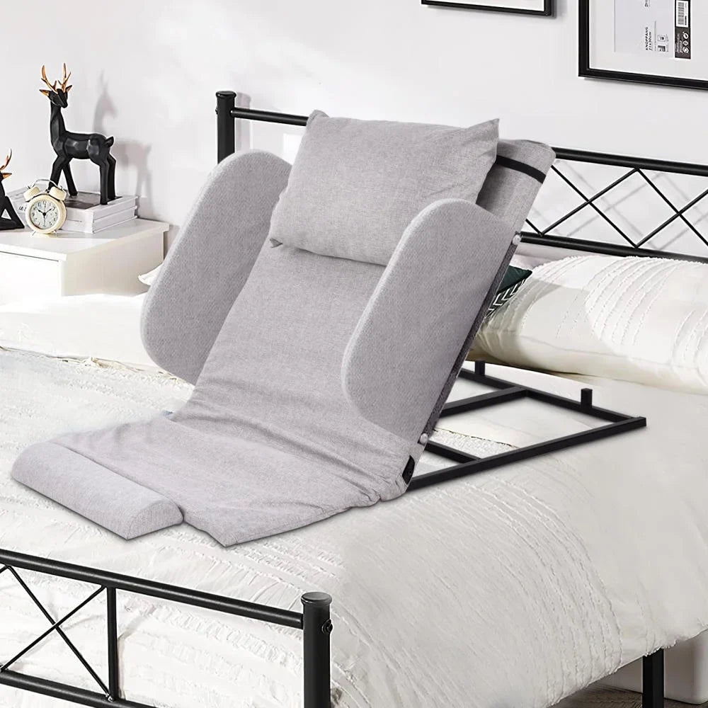 2026 New Electric Lifting Backrest for Bed, Folding Adjustable Multi-Function Neck Head and Lumbar Back Support for Elder, Electric Lifting Backrest Pillow with Electric Pump System (Gray with Armrest) - Image 3