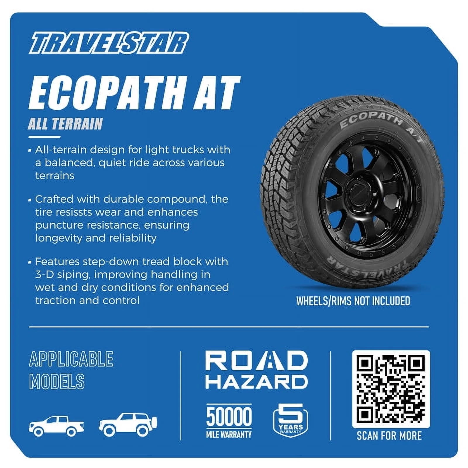 2026 New Travelstar EcoPath A/T LT245/75R16 10 Ply Load Range E 120S SUV Light Truck All Terrain Tire 245/75/16(Tire Only) - Image 5