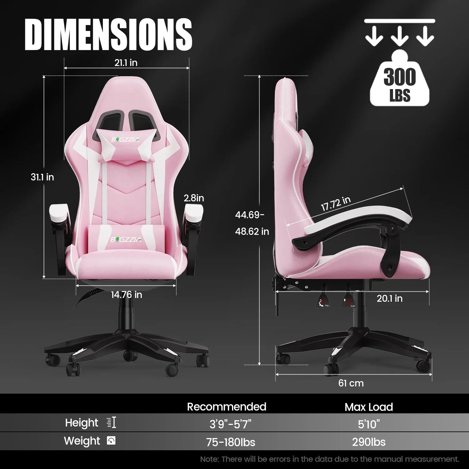 2026 New Bigzzia Gaming Chair Office Chair, Ergonomic Game Chair with Height Adjustable Headrest and Lumbar Support for Adults Teens, Black & White - Image 62