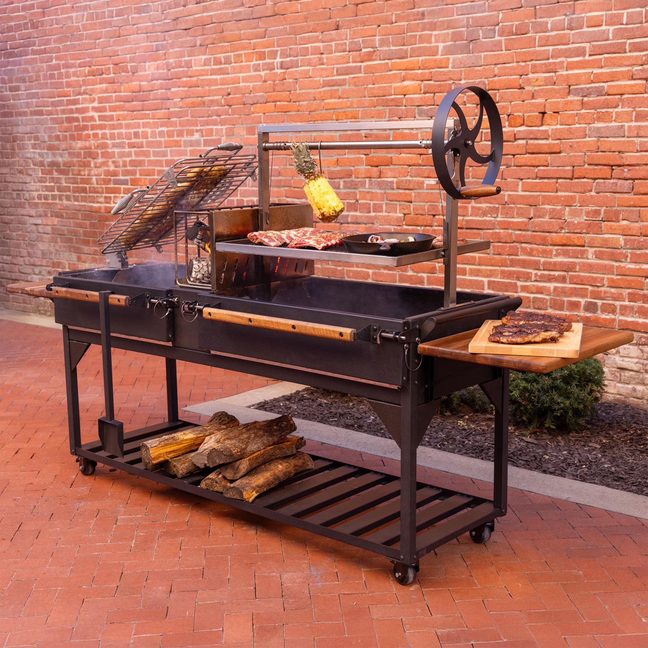 2026 New Backyard Discovery Argentine Santa Maria XL Wood Fire & Charcoal Steel Grill, Asado Clamp