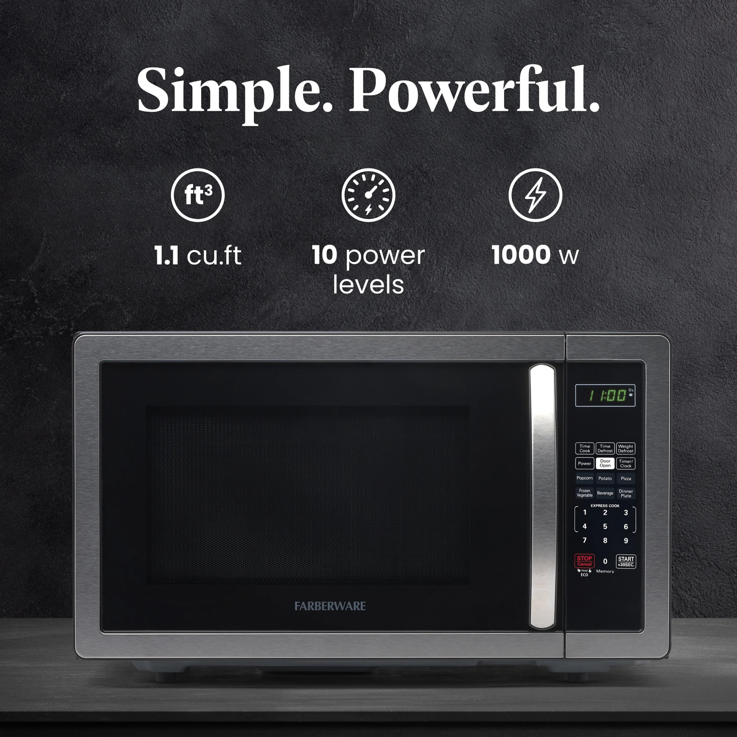 2026 New Farberware 1.1 Cu. Ft. 1000-Watt Compact Microwave Oven, Black - Image 25